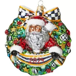 MacKenzie-Childs 2024 Black Santa Glass Wreath Ornament< Holiday