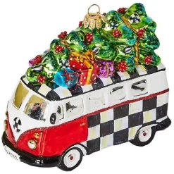 MacKenzie-Childs 2024 Retro Van Glass Ornament< Holiday