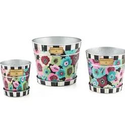 MacKenzie-Childs Always Flowers Pots  Saucers, Set of 3< Spring|Greenery & Florals