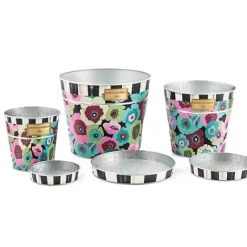 MacKenzie-Childs Always Flowers Pots  Saucers, Set of 3< Spring|Greenery & Florals