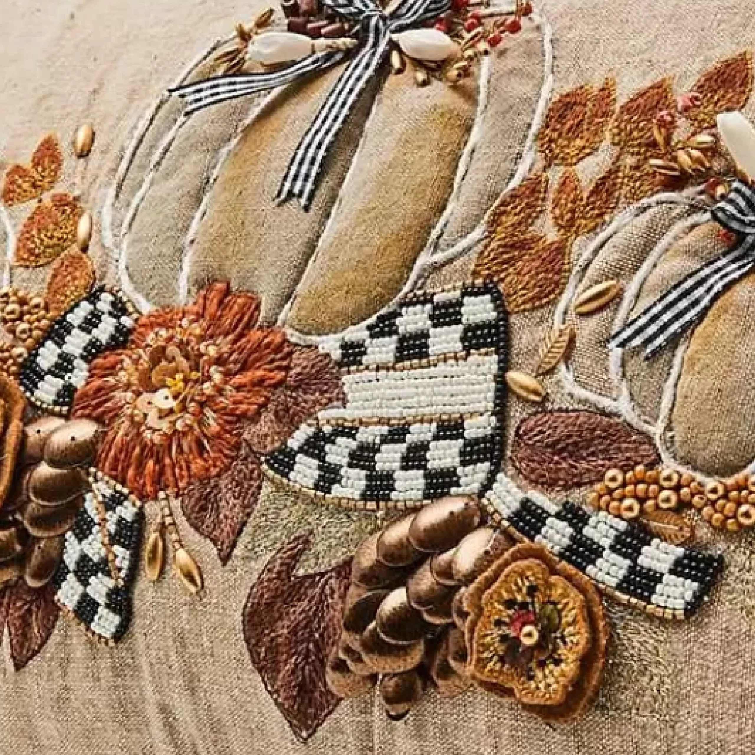 MacKenzie-Childs Autumn Frost Beaded Pumpkin Lumbar Pillow< Pumpkins|The Fall Shop