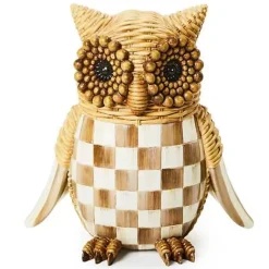 MacKenzie-Childs Autumnology Check Basket Weave Owl Figurine< The Fall Shop|Room Accents