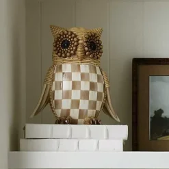 MacKenzie-Childs Autumnology Check Basket Weave Owl Figurine< The Fall Shop|Room Accents