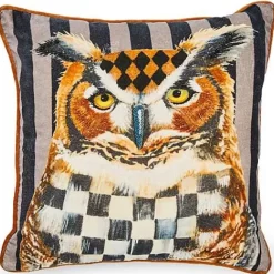 MacKenzie-Childs Autumnology Check Owl Throw Pillow< Pillows, Throws, & Cushions