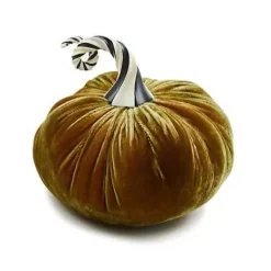 MacKenzie-Childs Autumnology Coffee Twisted Stem Velvet Pumpkin< Pumpkins|The Halloween Shop