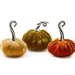 MacKenzie-Childs Autumnology Coffee Twisted Stem Velvet Pumpkin< Pumpkins|The Halloween Shop