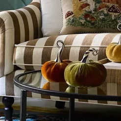 MacKenzie-Childs Autumnology Orange Twisted Stem Velvet Pumpkin< Pumpkins|The Halloween Shop