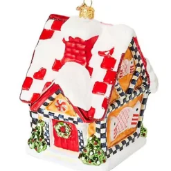 MacKenzie-Childs Bake Shop Gingerbread Cottage Glass Ornament< Holiday