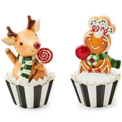 MacKenzie-Childs Bake Shop Gingerbread  Deer Cupcake Boxes, Set of 2< Kitchen & Dining Sets|Kitchen Storage & Organization