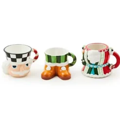 MacKenzie-Childs Bake Shop Nutcracker Stacking Mugs, Set of 3< Holiday|Drinkware