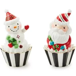 MacKenzie-Childs Bake Shop Santa  Snowman Cupcake Boxes, Set of 2< Kitchen Storage & Organization|Serveware