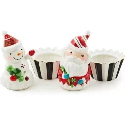MacKenzie-Childs Bake Shop Santa  Snowman Cupcake Boxes, Set of 2< Kitchen Storage & Organization|Serveware