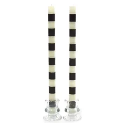 MacKenzie-Childs Bands Black Dinner Candles, Set of 2< The Halloween Shop|Candles & Fragrances