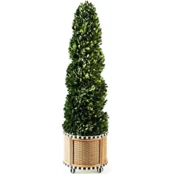 MacKenzie-Childs Basket Weave Spiral Medium Boxwood Topiary< Spring|Greenery & Florals