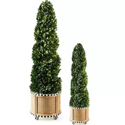 MacKenzie-Childs Basket Weave Spiral Medium Boxwood Topiary< Spring|Greenery & Florals