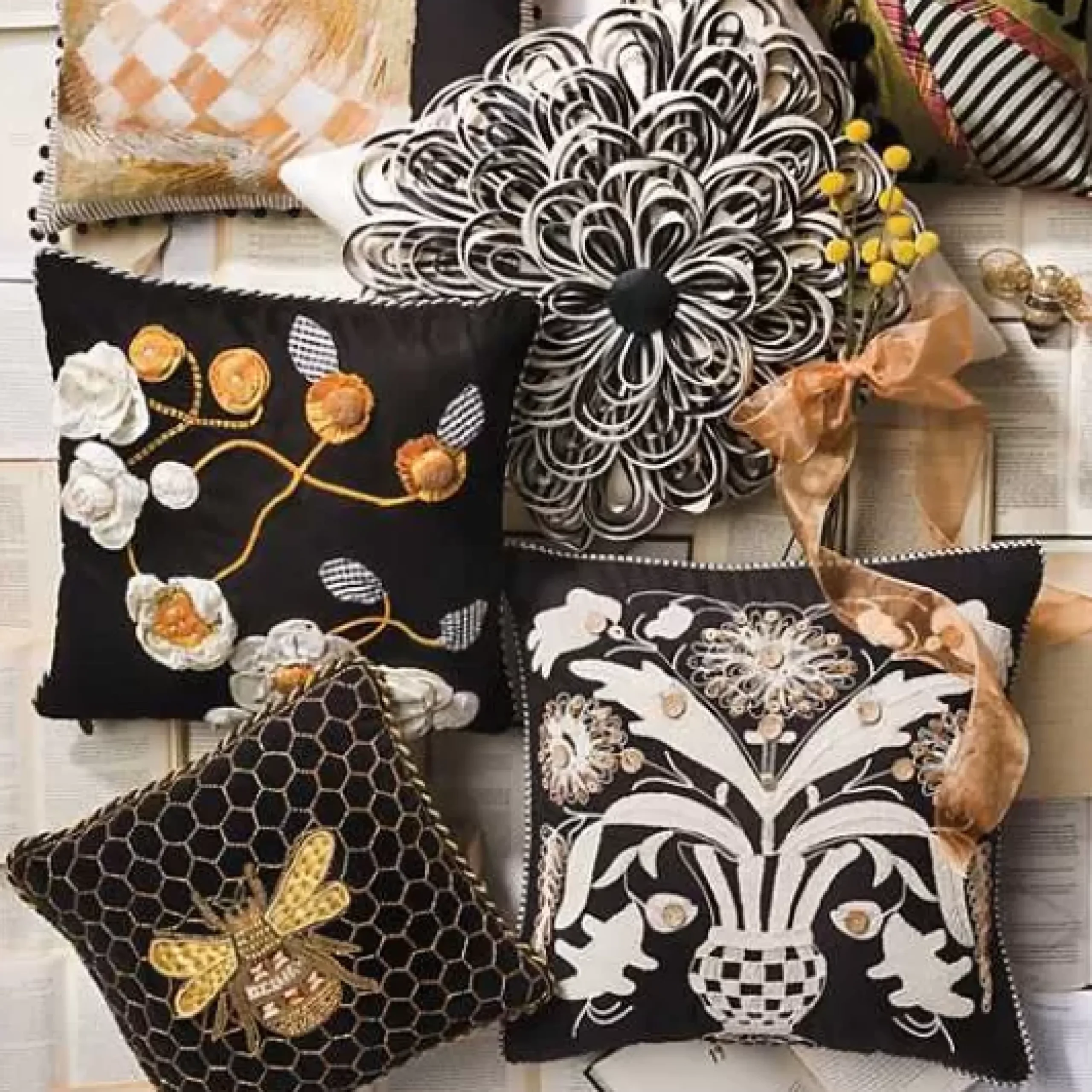 MacKenzie-Childs Beekeeper Throw Pillow< Pillows, Throws, & Cushions