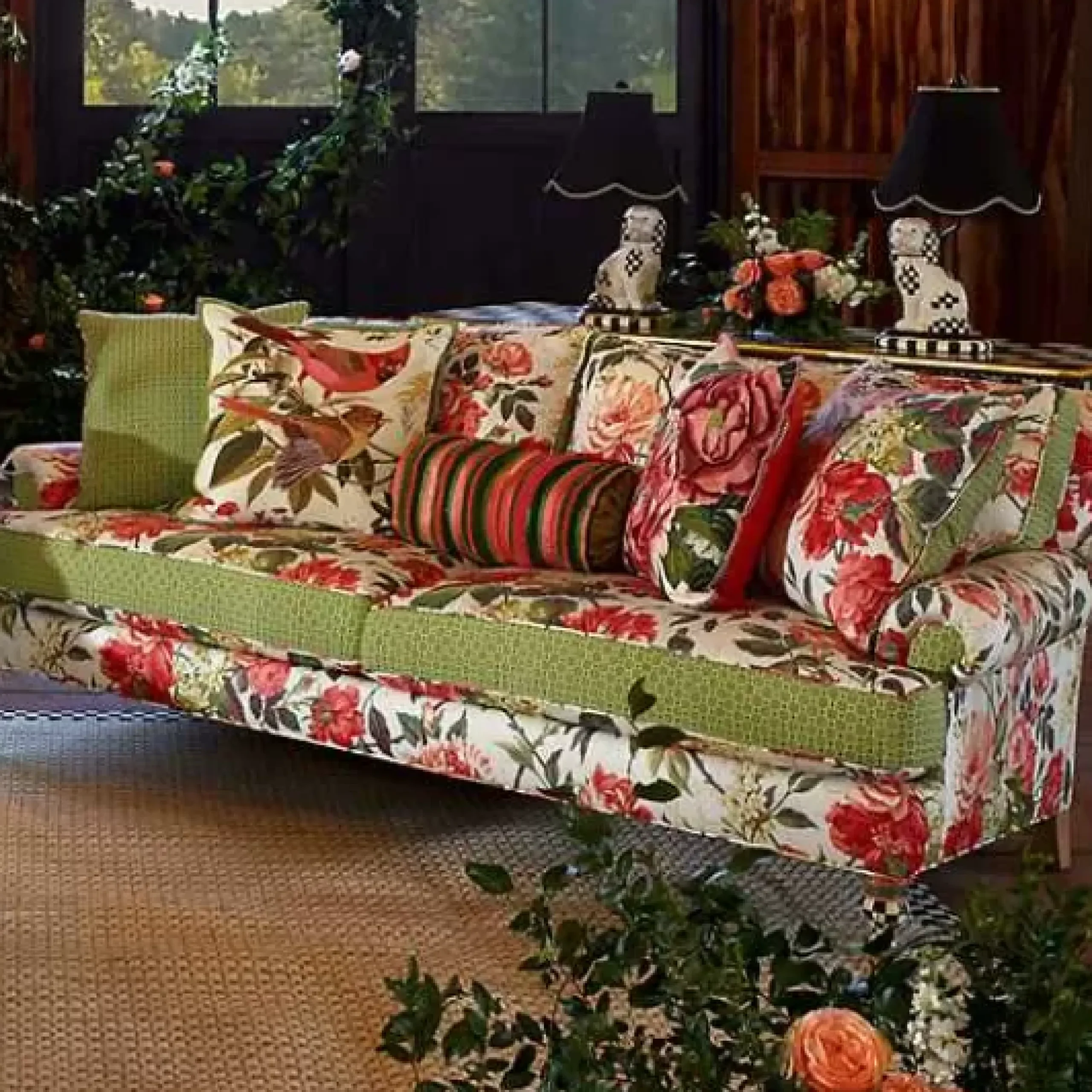 MacKenzie-Childs Bird Watchers Pillow< Spring|Pillows, Throws, & Cushions