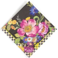 MacKenzie-Childs Black Flower Market Cocktail Paper Napkins< Bar Entertaining