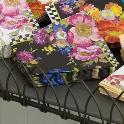 MacKenzie-Childs Black Flower Market Cocktail Paper Napkins< Bar Entertaining