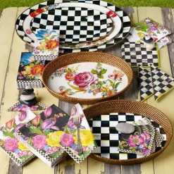 MacKenzie-Childs Black Flower Market Cocktail Paper Napkins< Bar Entertaining