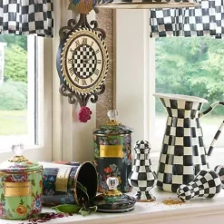 MacKenzie-Childs Black Flower Market Large Canister< Room Accents|Kitchen Storage & Organization