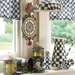 MacKenzie-Childs Black Flower Market Medium Canister< Room Accents|Kitchen Storage & Organization