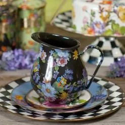 MacKenzie-Childs Black Flower Market Pitcher< Bar Entertaining|Serveware