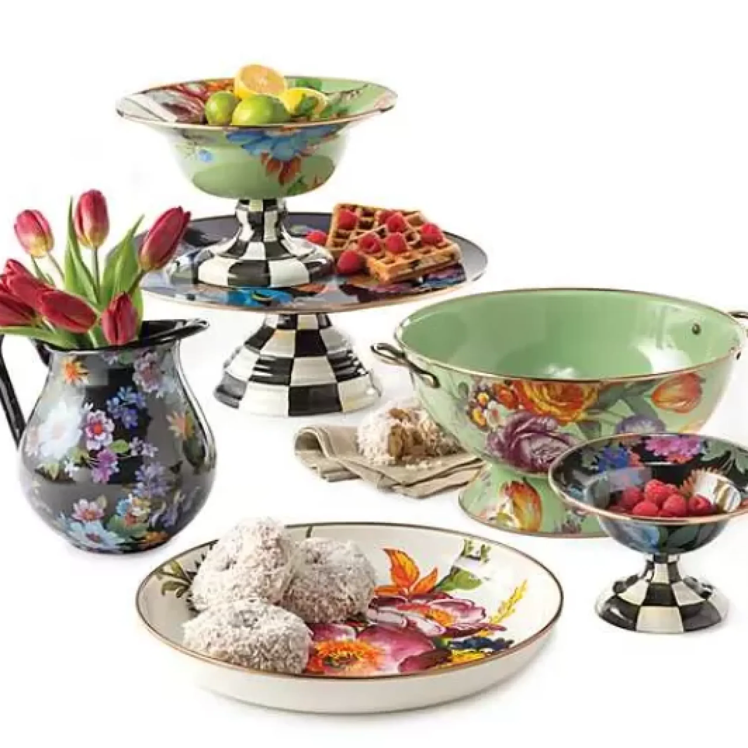 MacKenzie-Childs Black Flower Market Pitcher< Bar Entertaining|Serveware