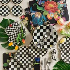 MacKenzie-Childs Black Flower Market Placemats, Set of 4< Table Accessories|Kitchen & Table Linens
