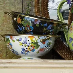 MacKenzie-Childs Black Flower Market Small Colander< Kitchen Utensils & Tools