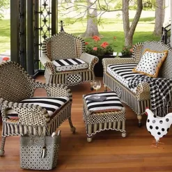 MacKenzie-Childs Black  Ivory Houndstooth Throw< Pillows, Throws, & Cushions