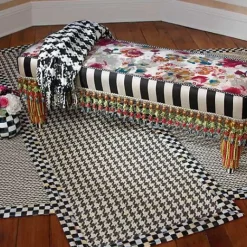MacKenzie-Childs Black  Ivory Houndstooth Throw< Pillows, Throws, & Cushions