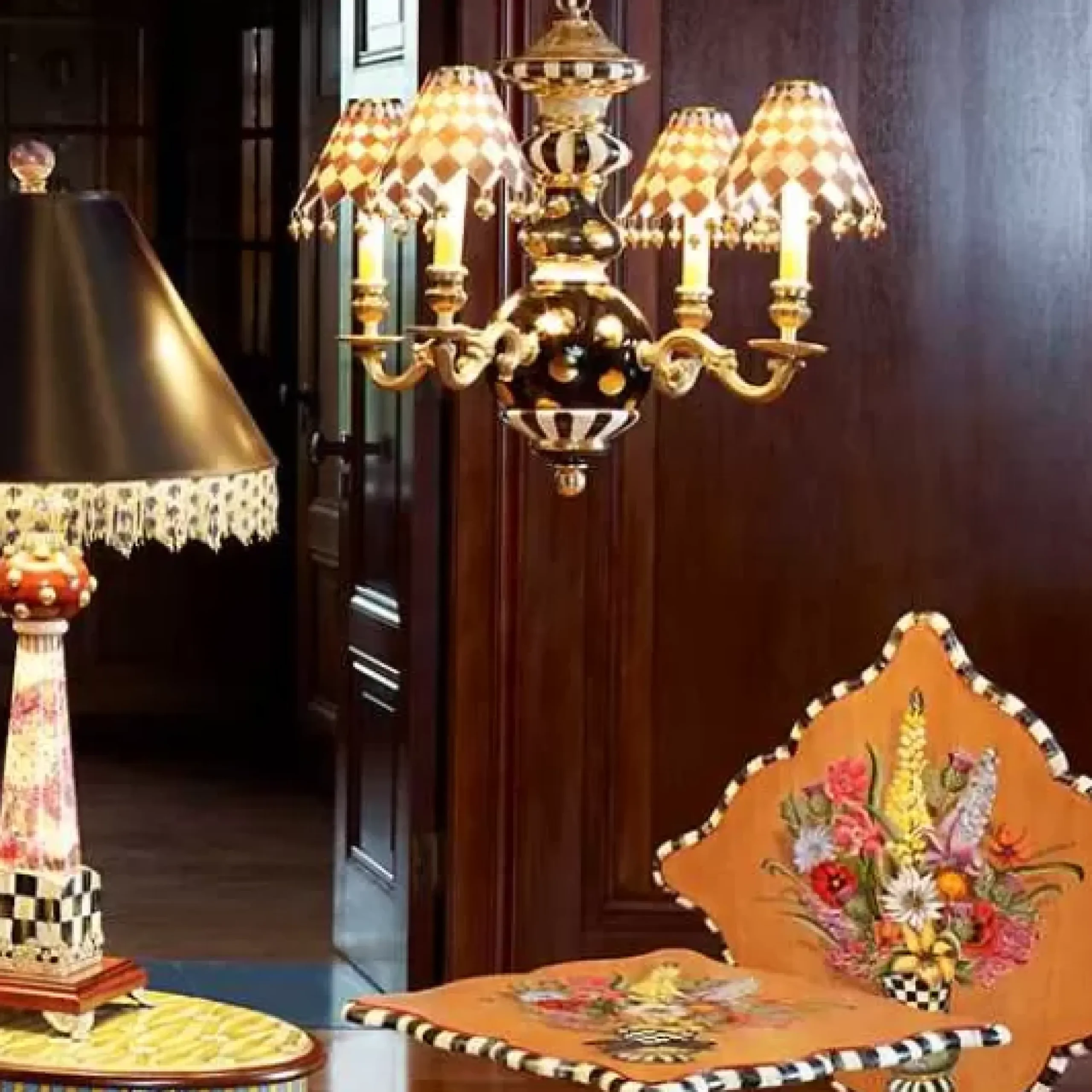 MacKenzie-Childs Black Tie Chandelier< Lighting