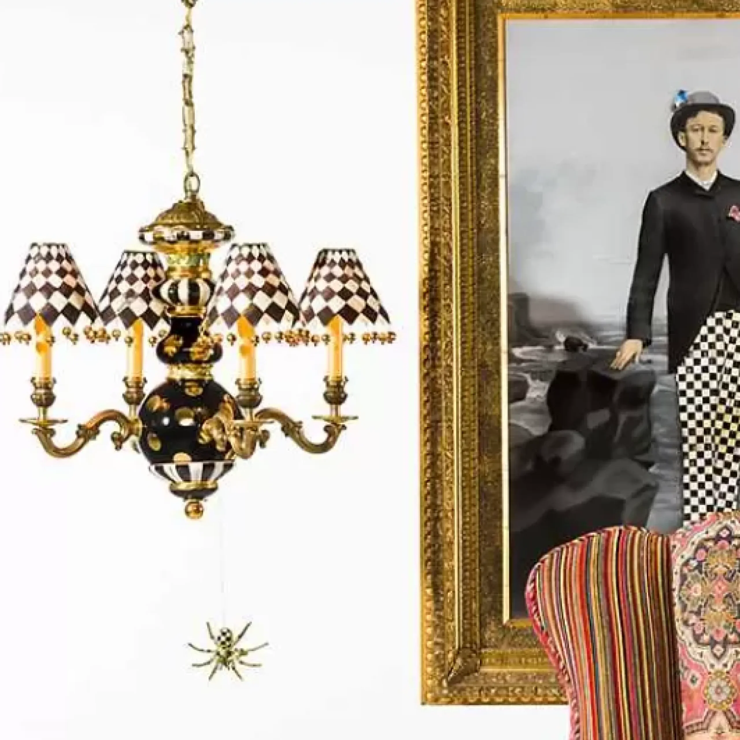 MacKenzie-Childs Black Tie Chandelier< Lighting