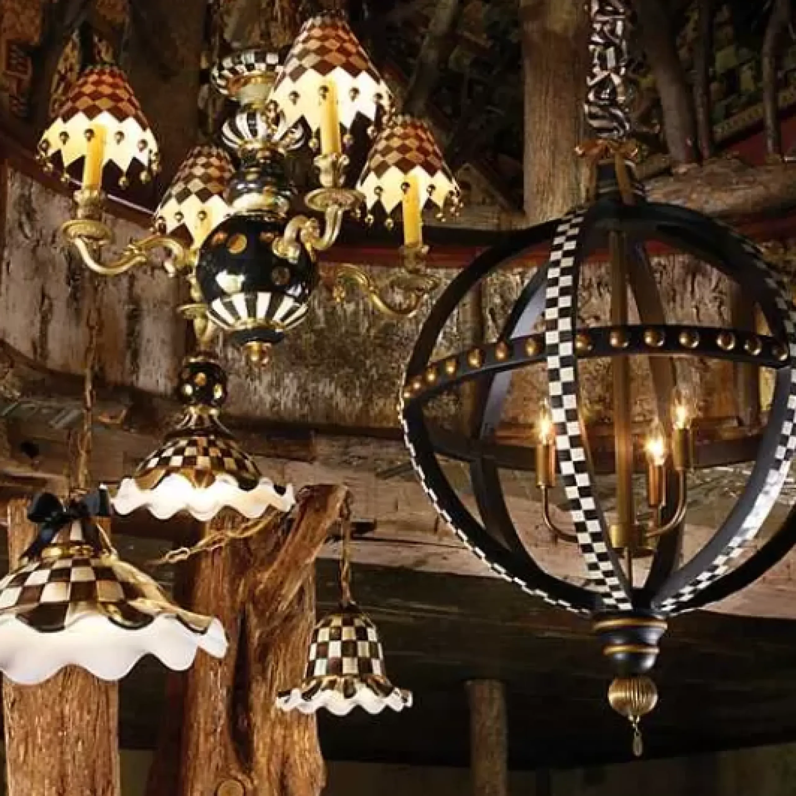 MacKenzie-Childs Black Tie Chandelier< Lighting