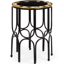MacKenzie-Childs Black Tie Round Accent Table< Living Room