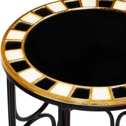 MacKenzie-Childs Black Tie Round Accent Table< Living Room