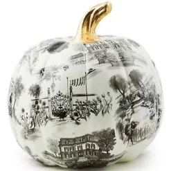 MacKenzie-Childs Black Toile Large Pumpkin< Pumpkins|Room Accents