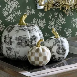 MacKenzie-Childs Black Toile Large Pumpkin< Pumpkins|Room Accents