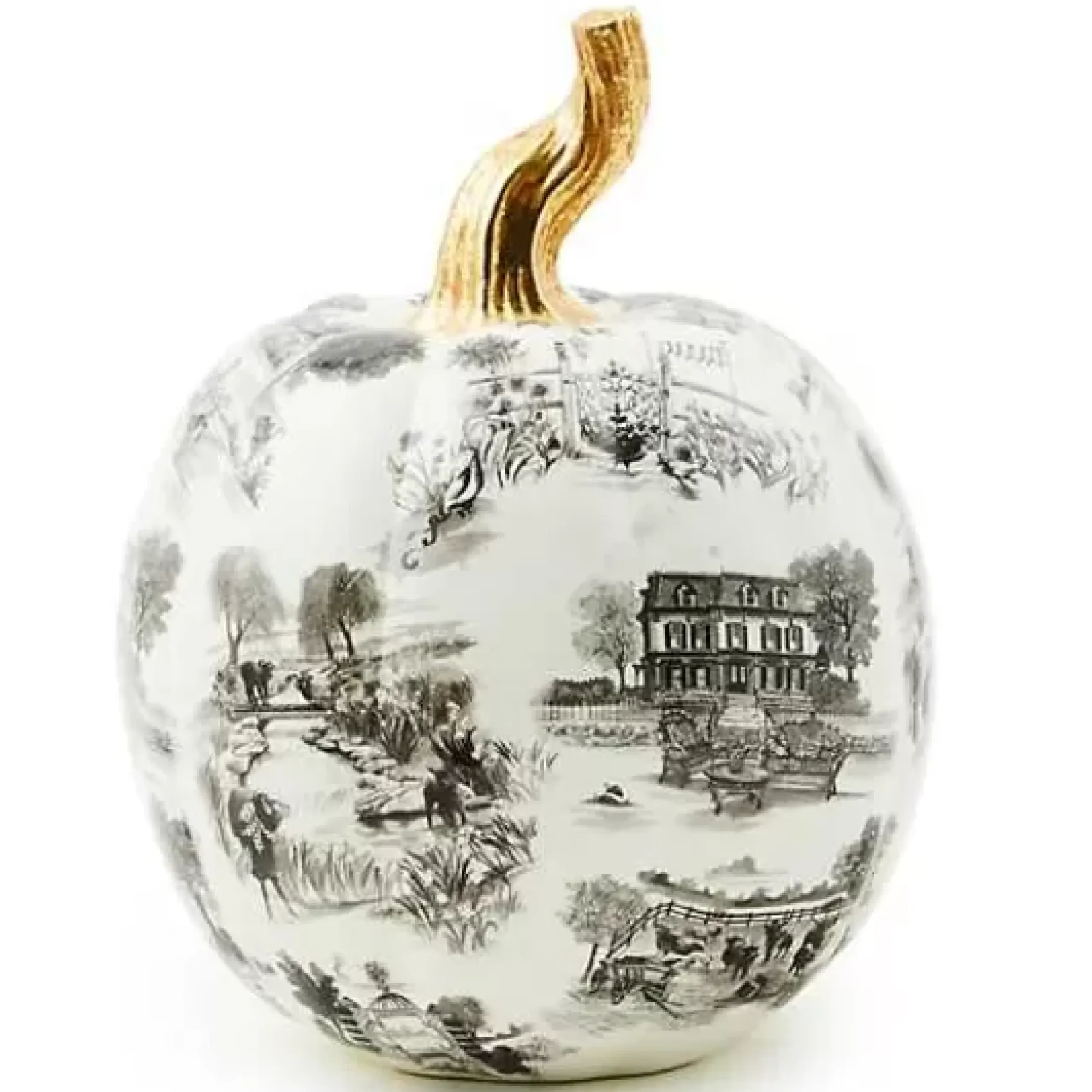 MacKenzie-Childs Black Toile Small Pumpkin< Pumpkins|Room Accents