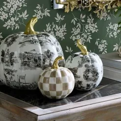MacKenzie-Childs Black Toile Small Pumpkin< Pumpkins|Room Accents