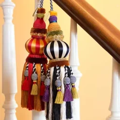 MacKenzie-Childs Black  White Bibelot Tassel< Room Accents|Finishing Touches