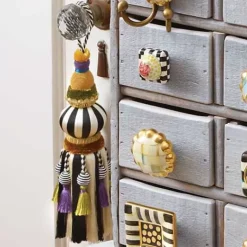 MacKenzie-Childs Black  White Bibelot Tassel< Room Accents|Finishing Touches