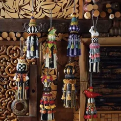 MacKenzie-Childs Black  White Bibelot Tassel< Room Accents|Finishing Touches