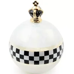 MacKenzie-Childs Black  White Crown Jumbo Glass Ball Ornament< Holiday