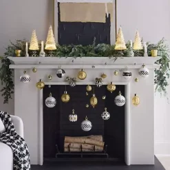 MacKenzie-Childs Black  White Crown Jumbo Glass Ball Ornament< Holiday