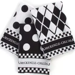 MacKenzie-Childs Black  White Dot Dish Towels, Set of 3< Kitchen & Table Linens
