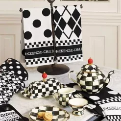 MacKenzie-Childs Black  White Dot Dish Towels, Set of 3< Kitchen & Table Linens