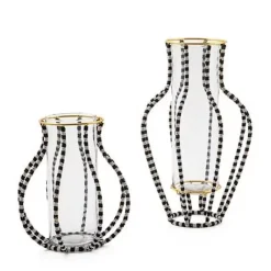 MacKenzie-Childs Black  White Mei Ping Large Vase< Room Accents