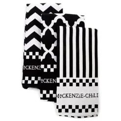 MacKenzie-Childs Black  White Zig Zag Dish Towels, Set of 3< Kitchen & Table Linens